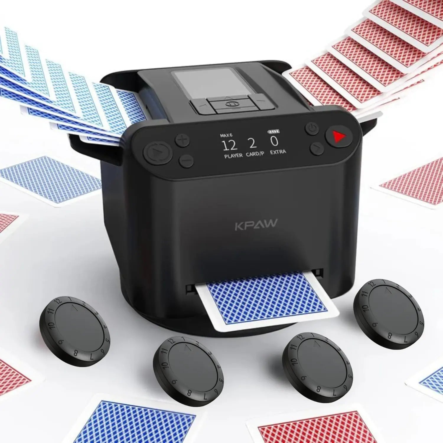 2-in-1 Automatic Card Shuffler & Dealer With 4 Card Drawing Remotes - TARHUS