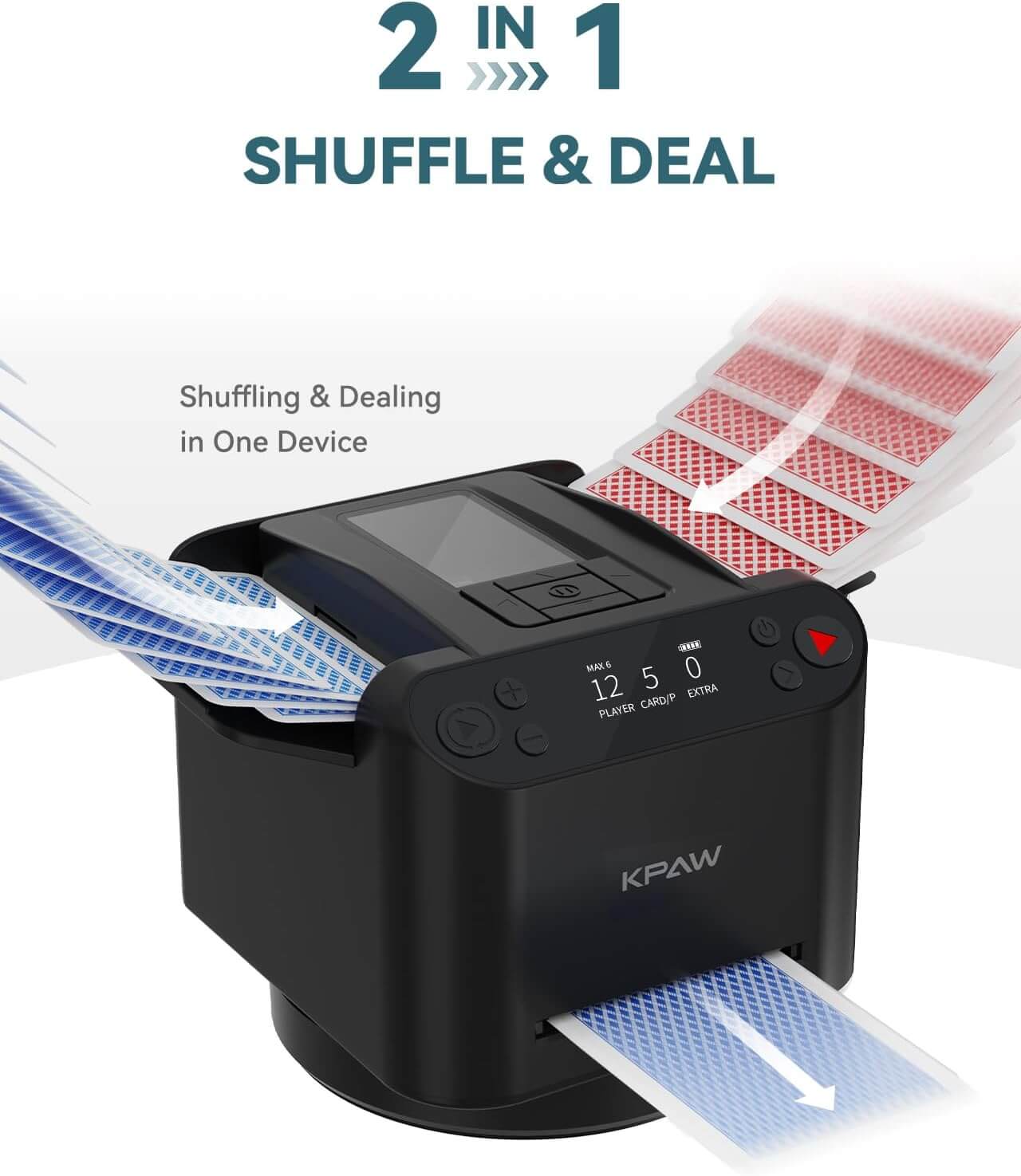 2-in-1 Automatic Card Shuffler & Dealer With 4 Card Drawing Remotes - TARHUS