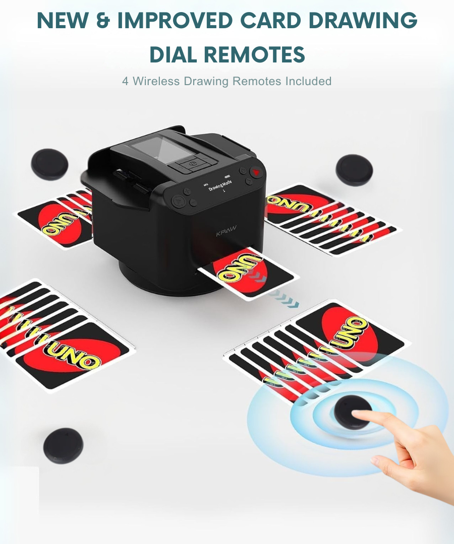 2-in-1 Automatic Card Shuffler & Dealer With 4 Card Drawing Remotes - TARHUS