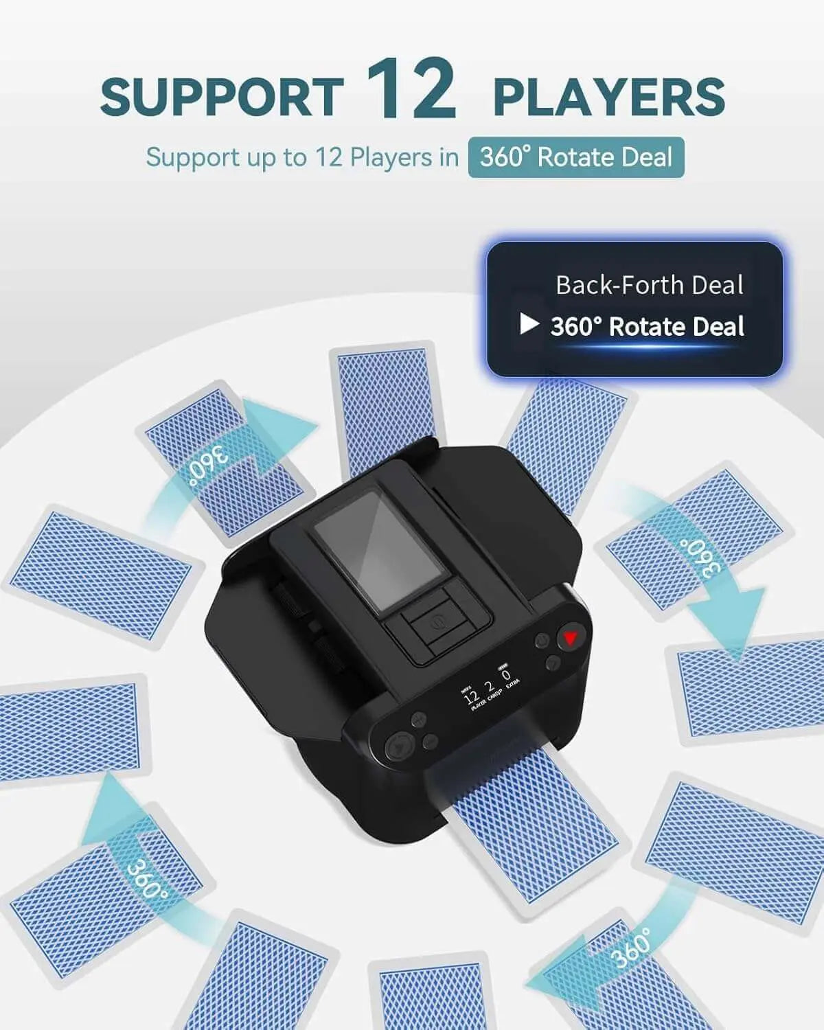 2-in-1 Automatic Card Shuffler & Dealer With 4 Card Drawing Remotes - TARHUS