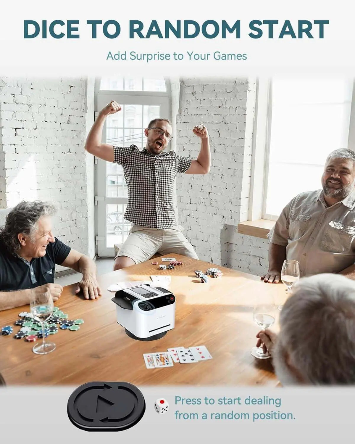 2-in-1 Automatic Card Shuffler & Dealer With 4 Card Drawing Remotes - TARHUS