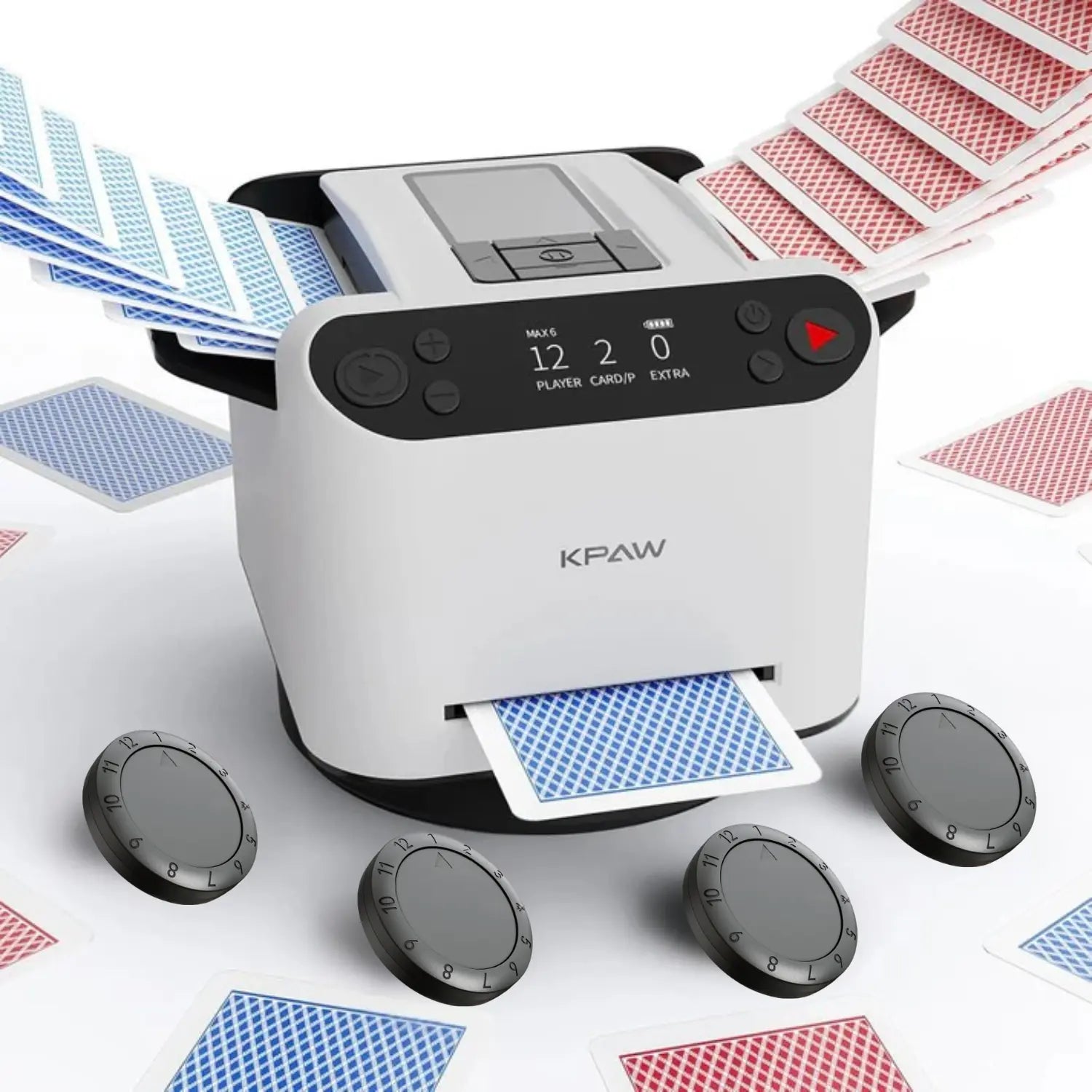 2-in-1 Automatic Card Shuffler & Dealer With 4 Card Drawing Remotes - TARHUS