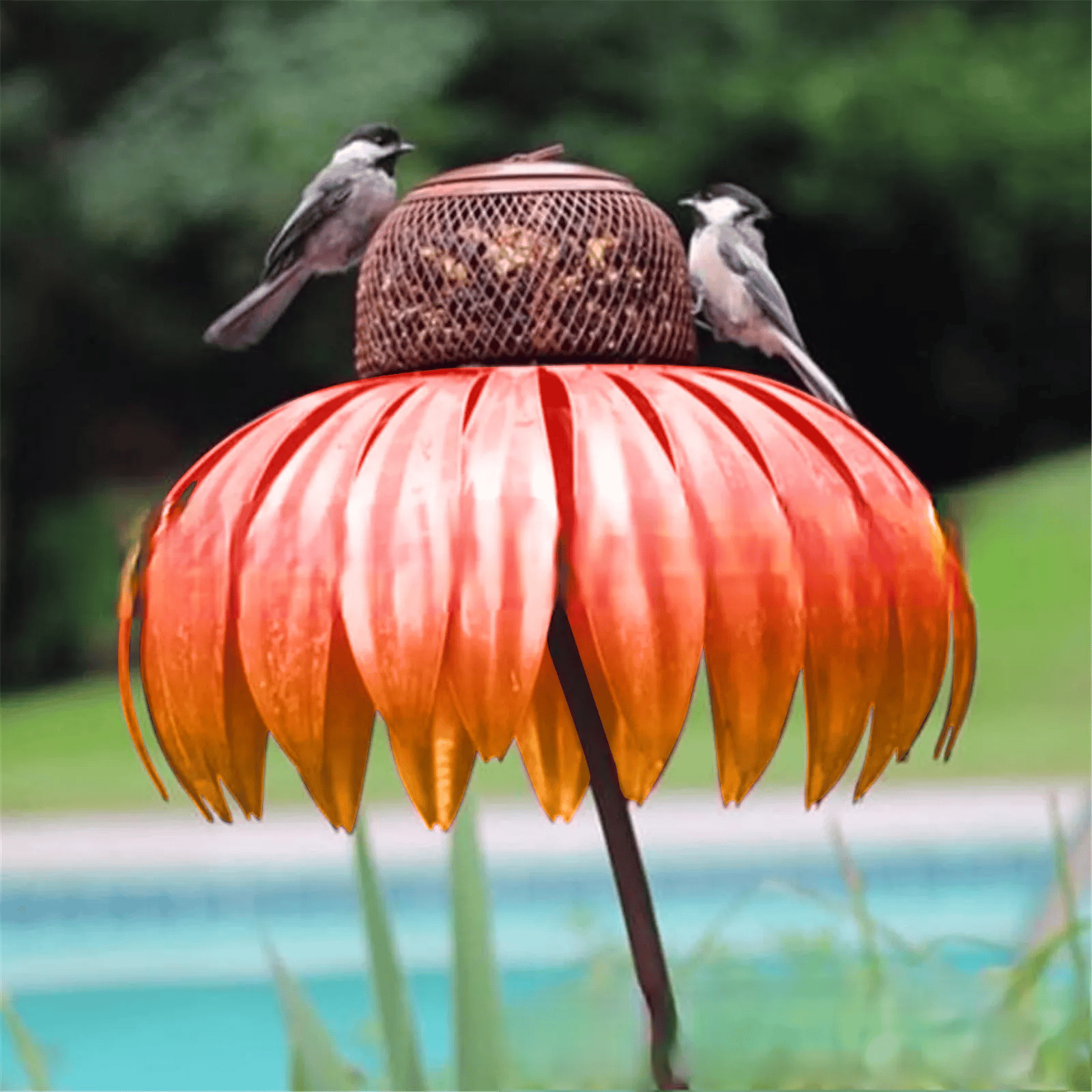 Durable Metal Bird Feeder House with Elegant Sunflower Design – Weather Resistant Garden Decor TARHUS Home & Living