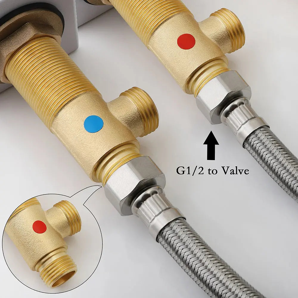 LED Waterfall Bathroom Faucet – Matte Black Widespread Dual Handle - TARHUS