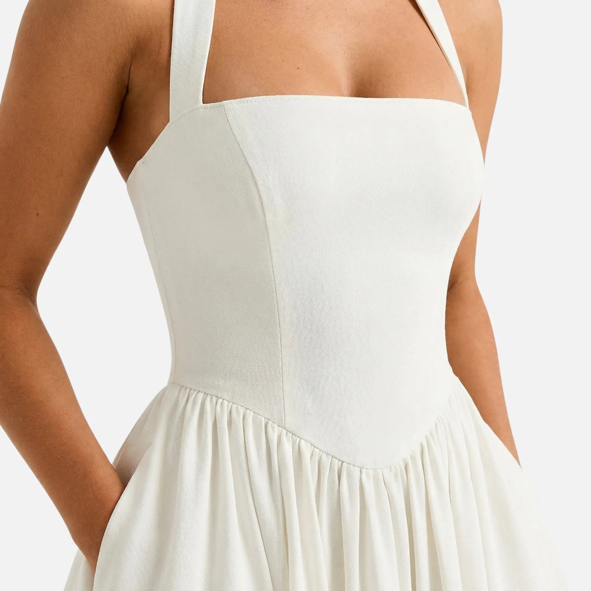 Fit and Flare Midi Dress with Halter Neck for Women TARHUS SS - Womens - Midi Dress