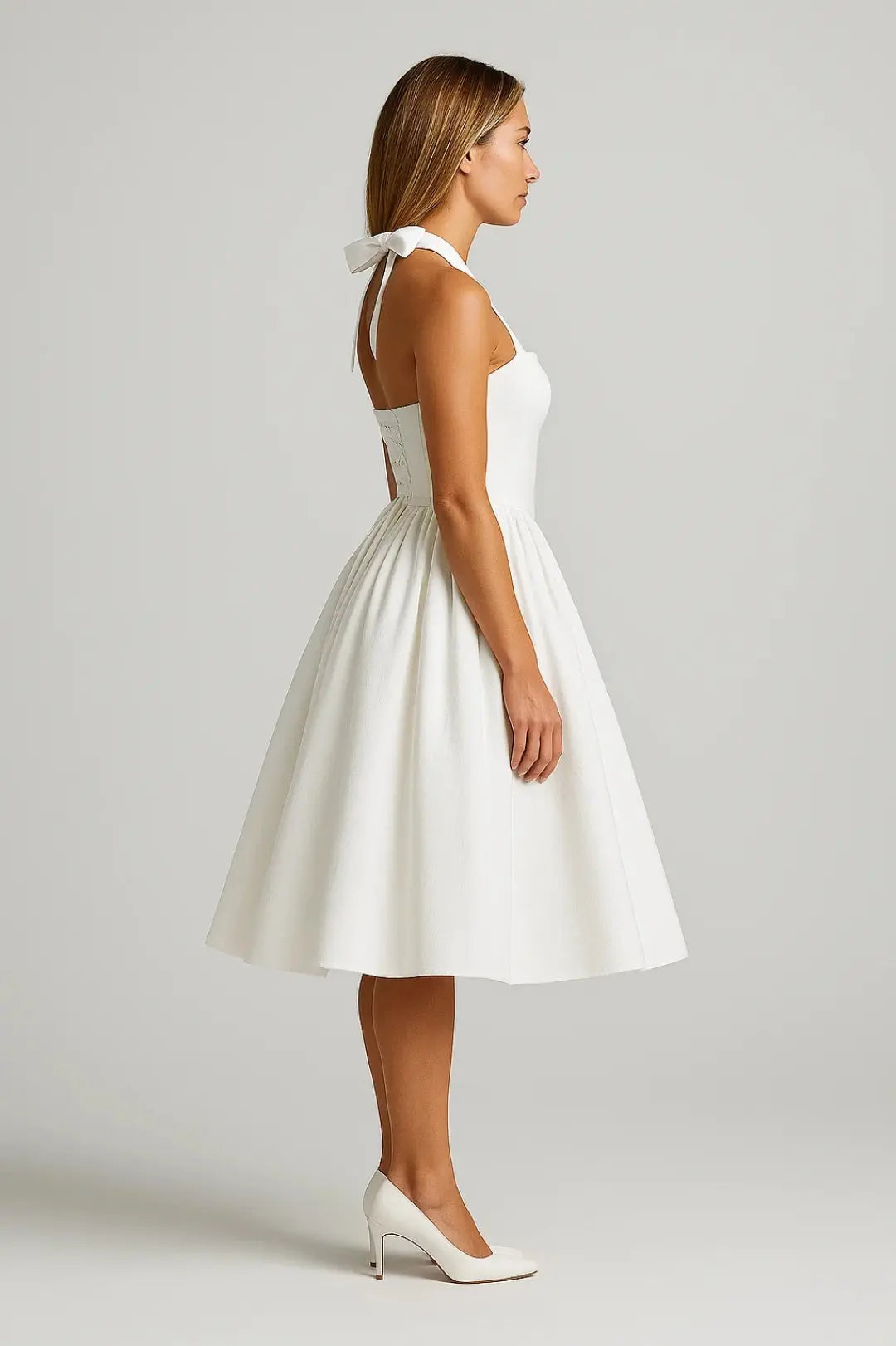 Fit and Flare Midi Dress with Halter Neck for Women TARHUS SS - Womens - Midi Dress