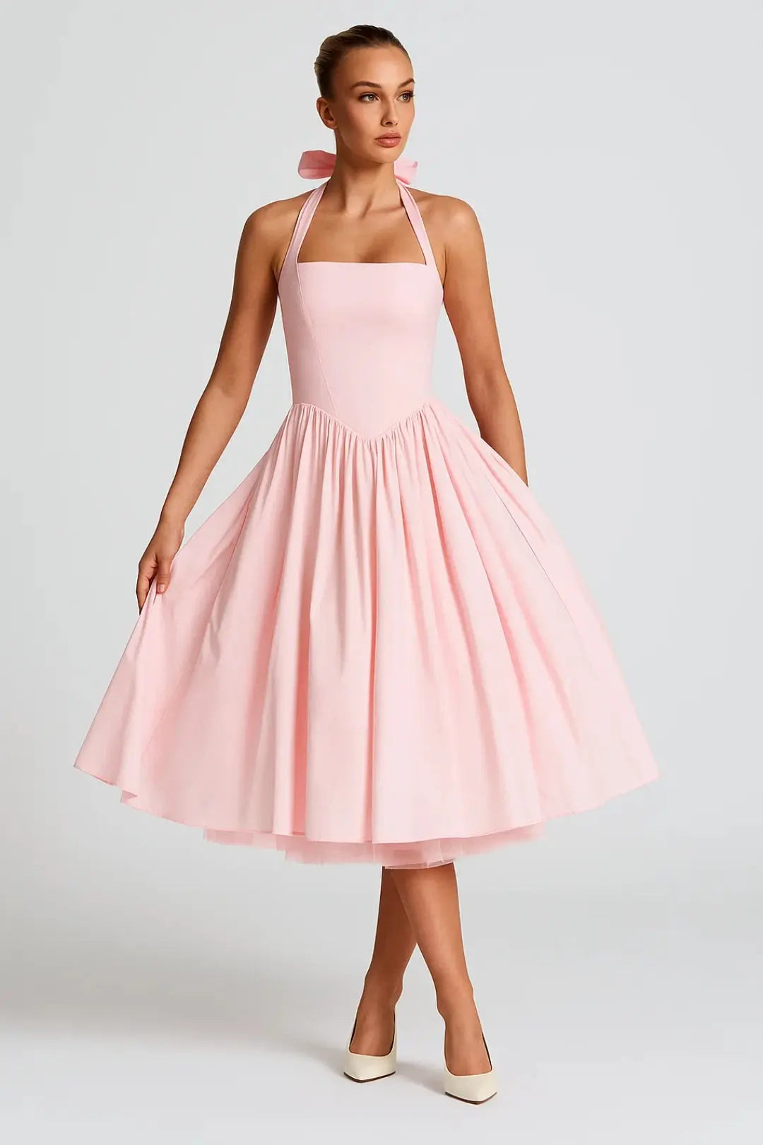 Fit and Flare Midi Dress with Halter Neck for Women TARHUS SS - Womens - Midi Dress