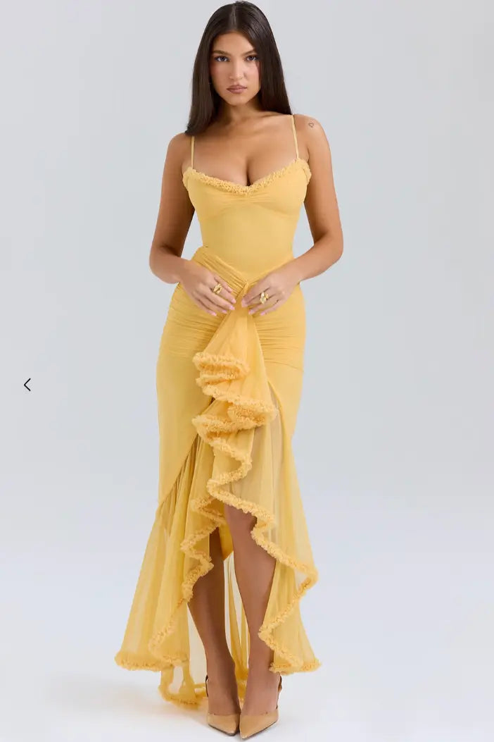 Fitted Knit Maxi Dress – Ruched Body, Mermaid Silhouette for Women TARHUS AS - Womens - Maxi Dress