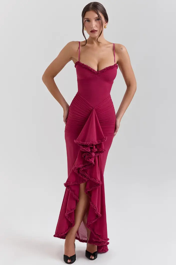 Fitted Knit Maxi Dress – Ruched Body, Mermaid Silhouette for Women TARHUS AS - Womens - Maxi Dress