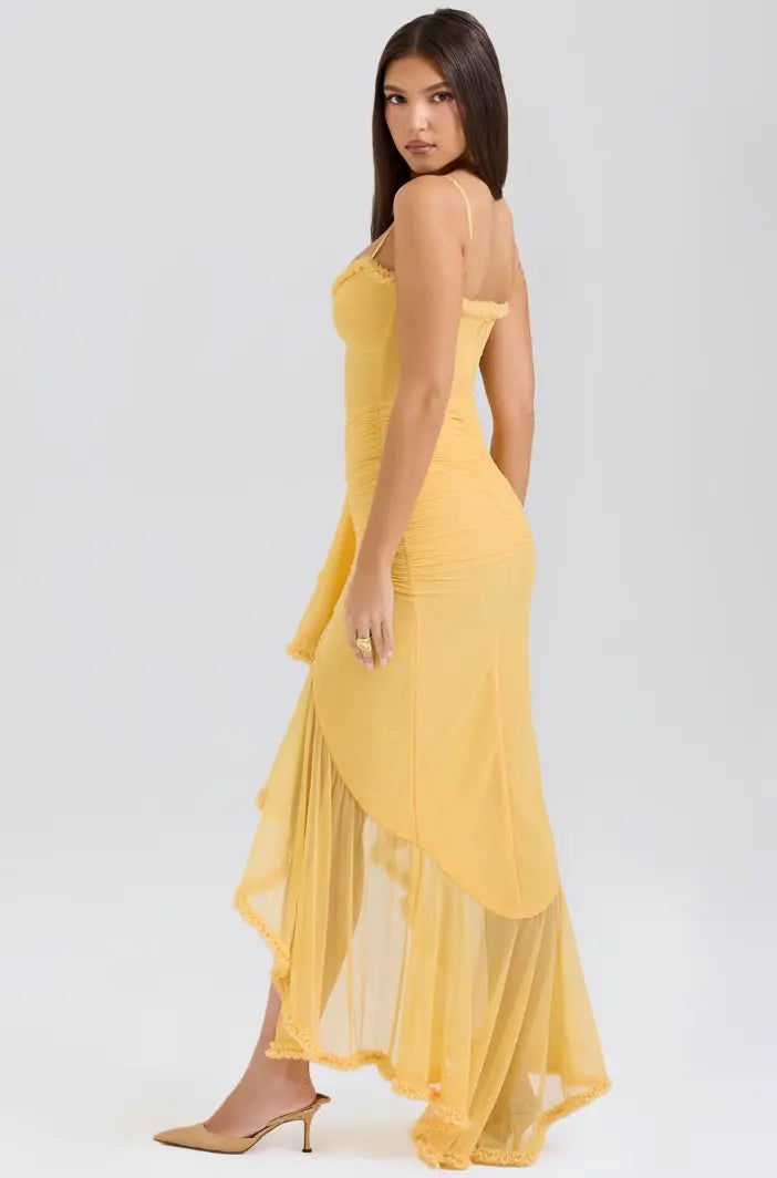 Fitted Knit Maxi Dress – Ruched Body, Mermaid Silhouette for Women TARHUS AS - Womens - Maxi Dress