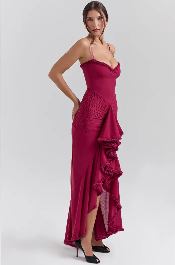 Fitted Knit Maxi Dress – Ruched Body, Mermaid Silhouette for Women TARHUS AS - Womens - Maxi Dress