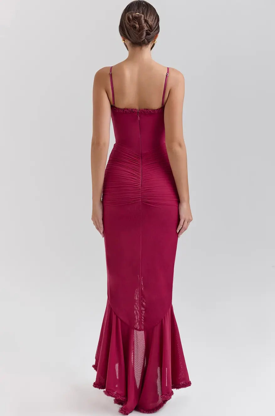 Fitted Knit Maxi Dress – Ruched Body, Mermaid Silhouette for Women TARHUS AS - Womens - Maxi Dress