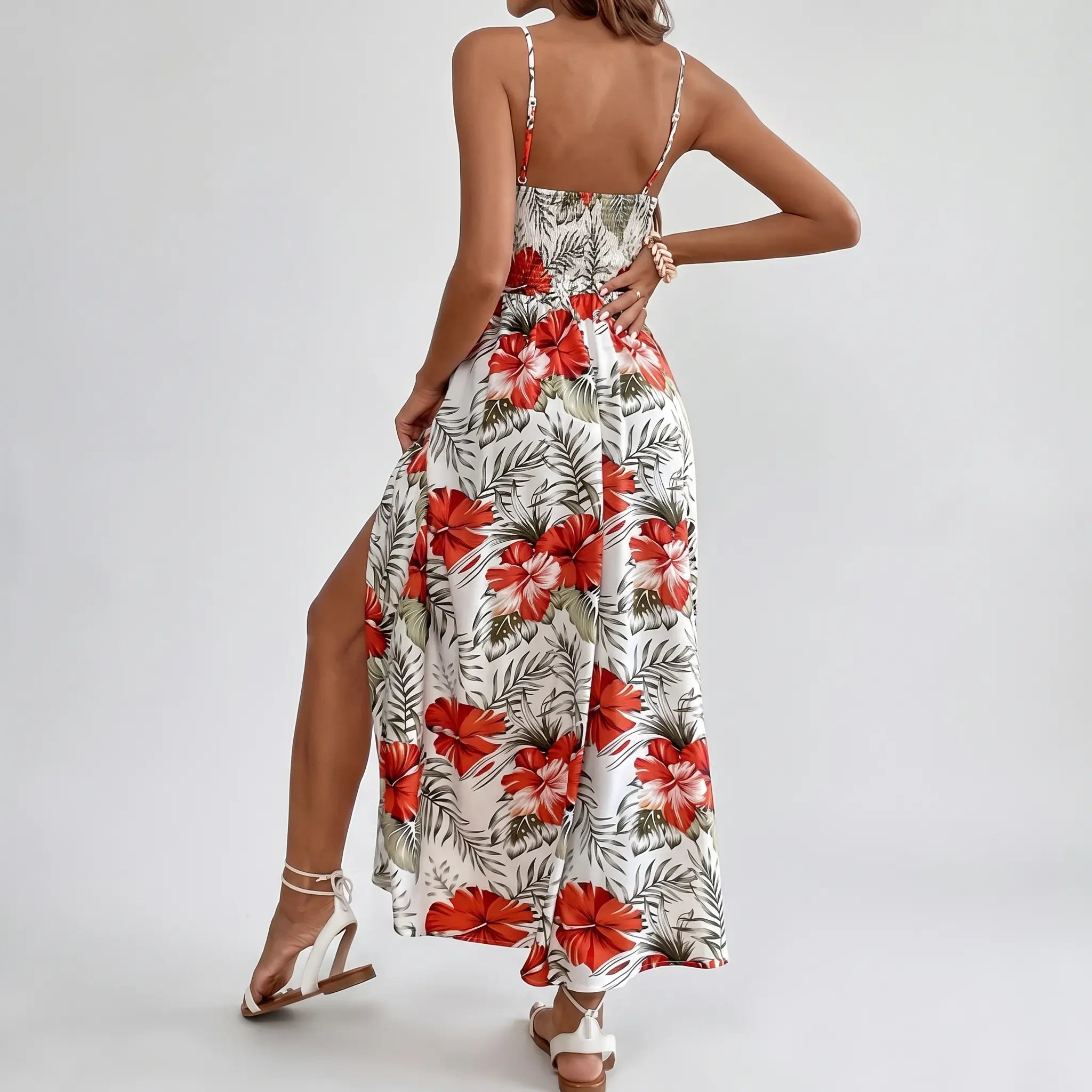 Flowing Maxi Dress with Tropical Floral Print for Women TARHUS SS - Womens - Maxi Dress