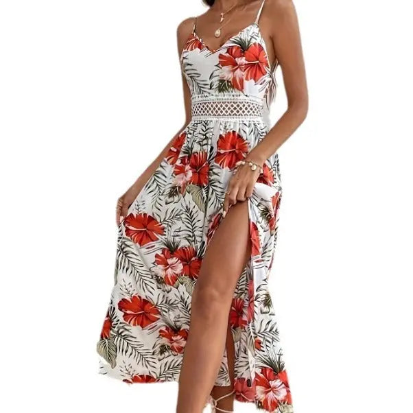 Flowing Maxi Dress with Tropical Floral Print for Women TARHUS SS - Womens - Maxi Dress