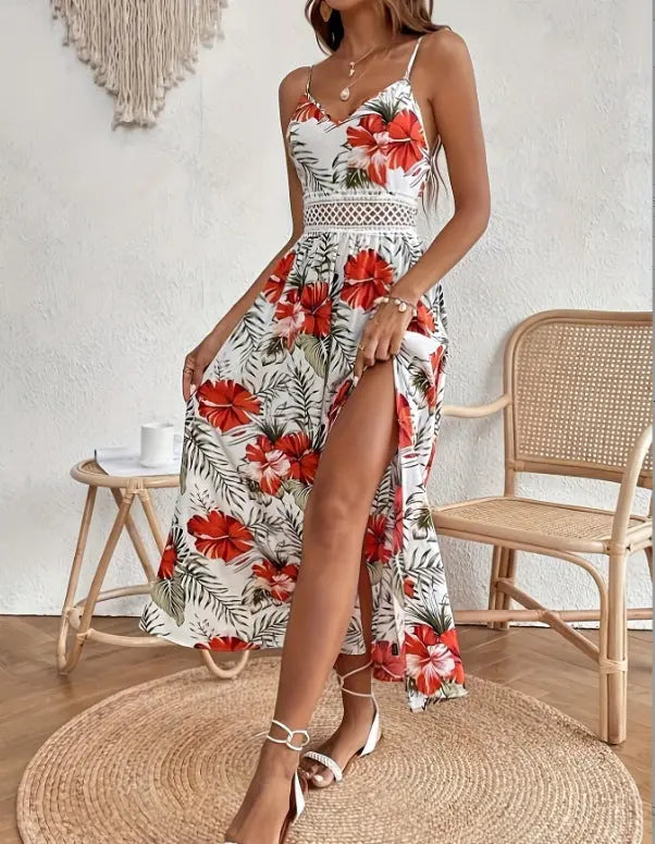 Flowing Maxi Dress with Tropical Floral Print for Women TARHUS SS - Womens - Maxi Dress