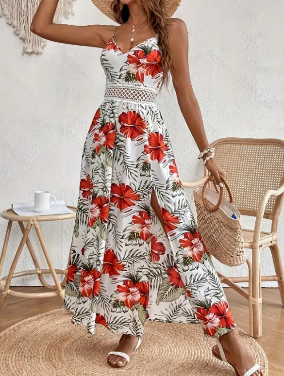 Flowing Maxi Dress with Tropical Floral Print for Women TARHUS SS - Womens - Maxi Dress