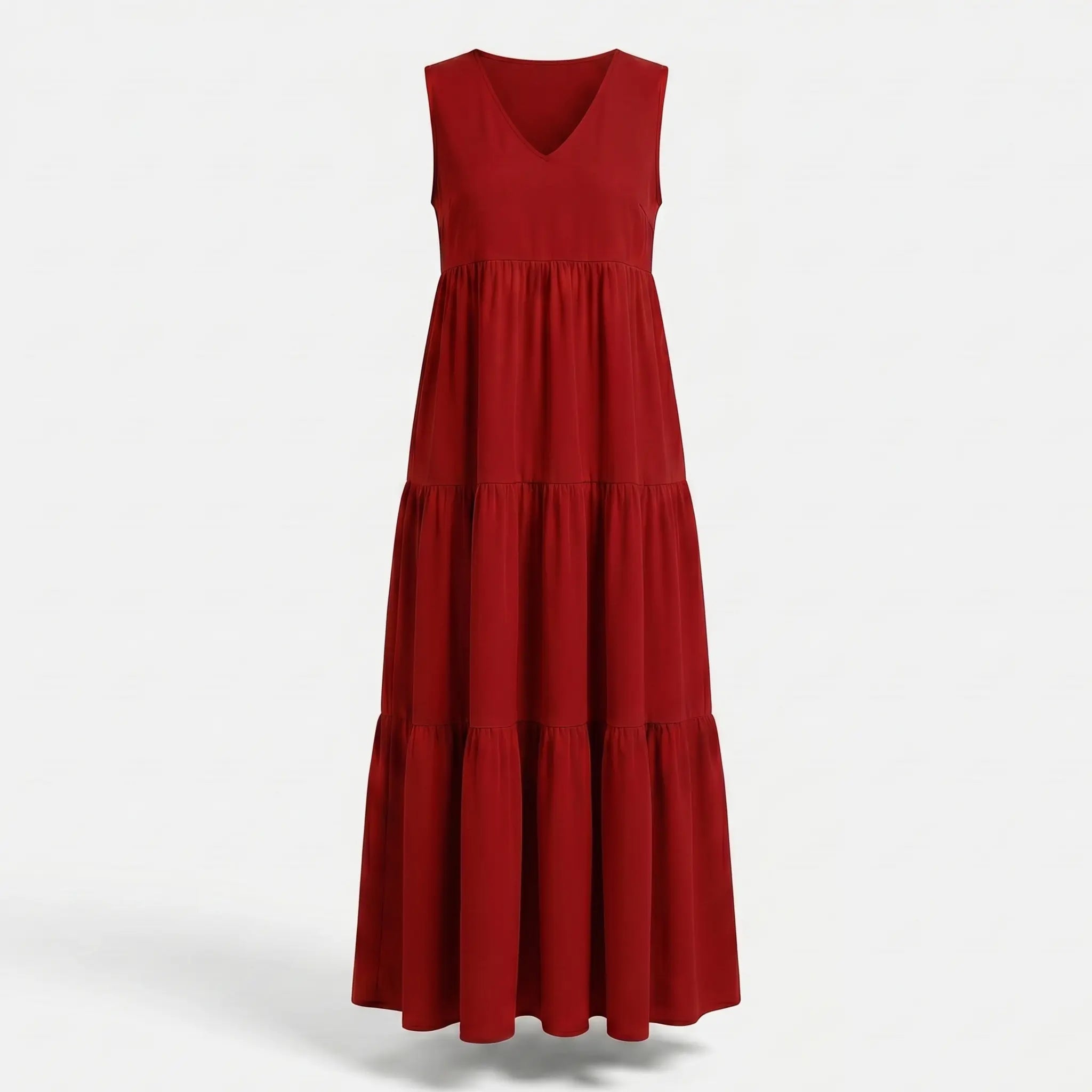 Flowing Tiered Maxi Dress with V-Neck for Women TARHUS SS - Womens - Maxi Dress