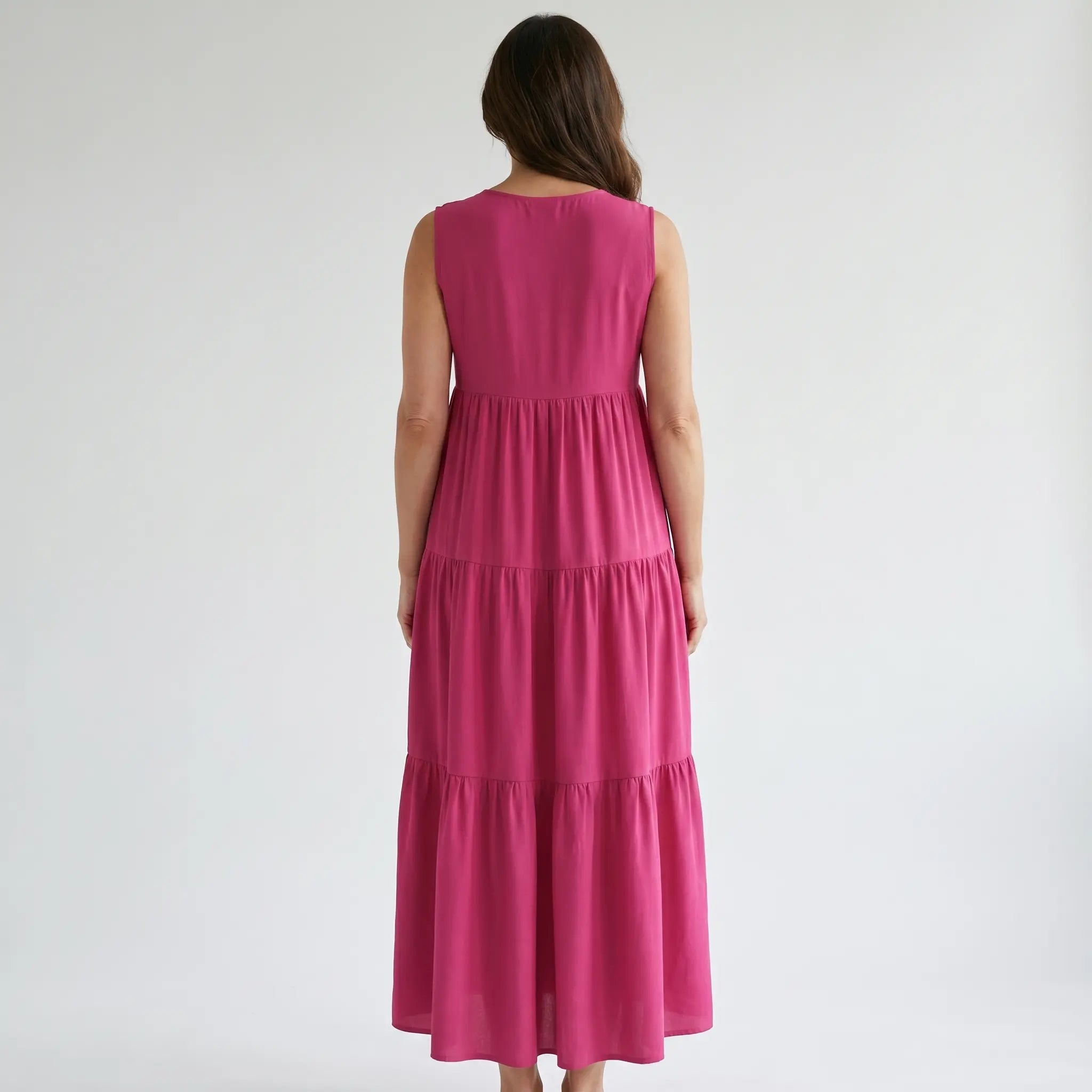 Flowing Tiered Maxi Dress with V-Neck for Women TARHUS SS - Womens - Maxi Dress