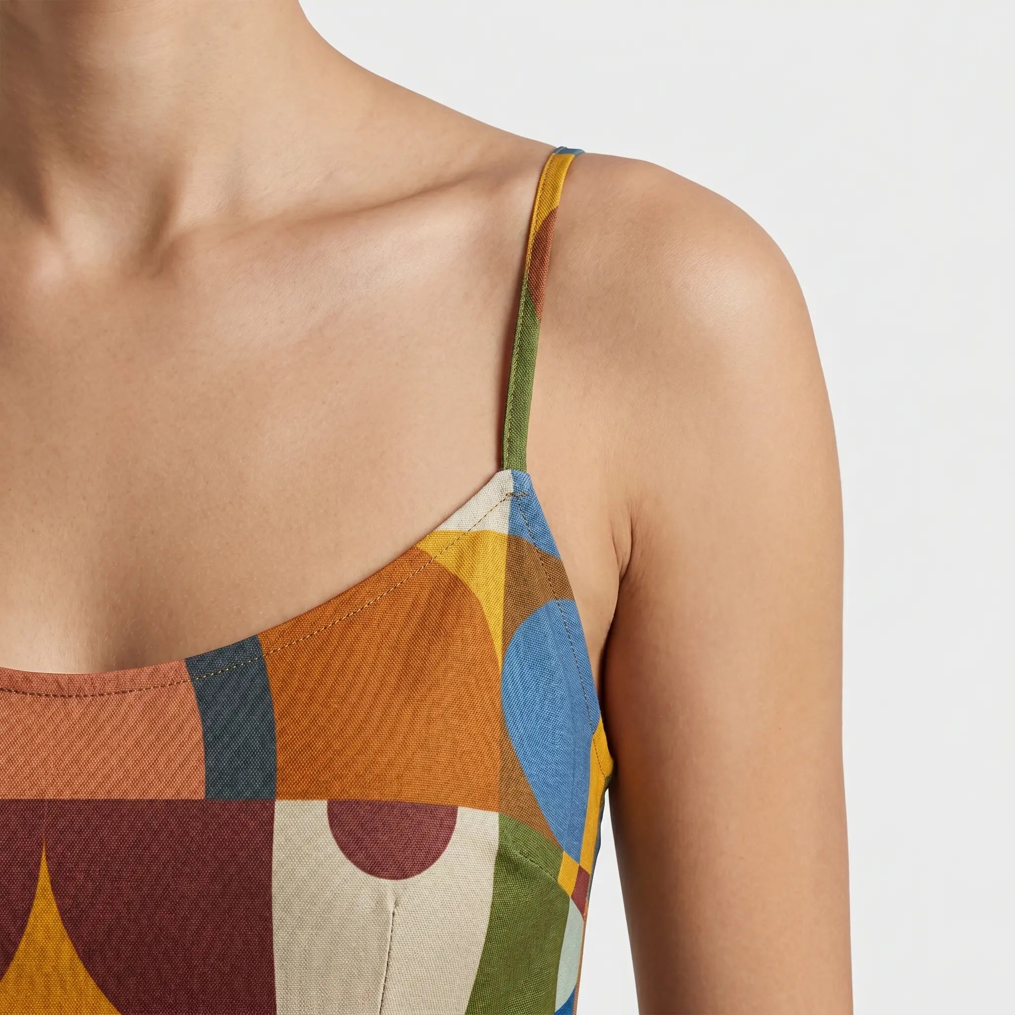 Geometric Print Midi Dress with Spaghetti Straps for Women TARHUS SS - Womens - Midi Dress