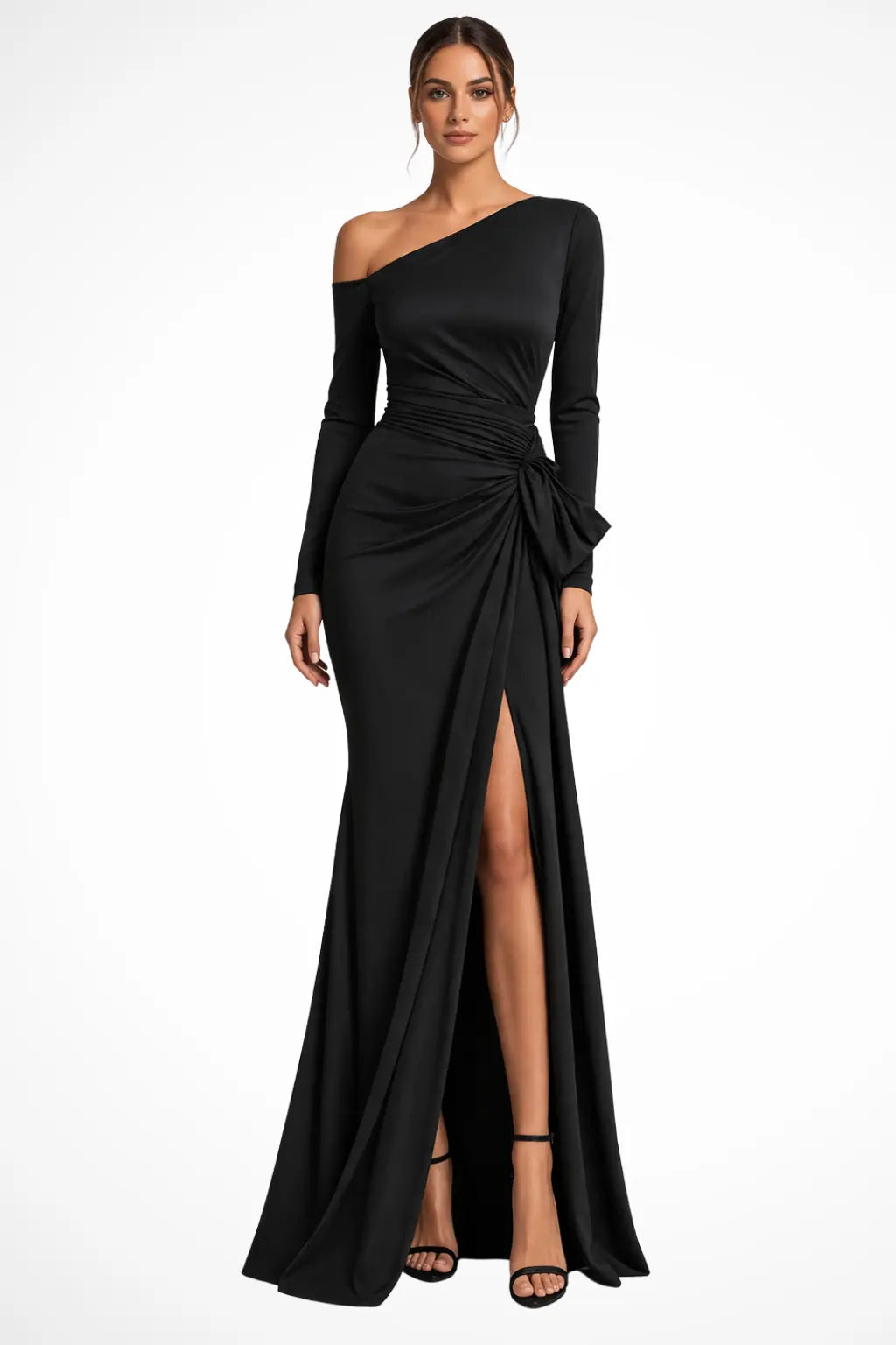 Valmora | Women One Shoulder Satin Maxi Wedding Guest Evening Dress TARHUS Wedding Guest Gowns