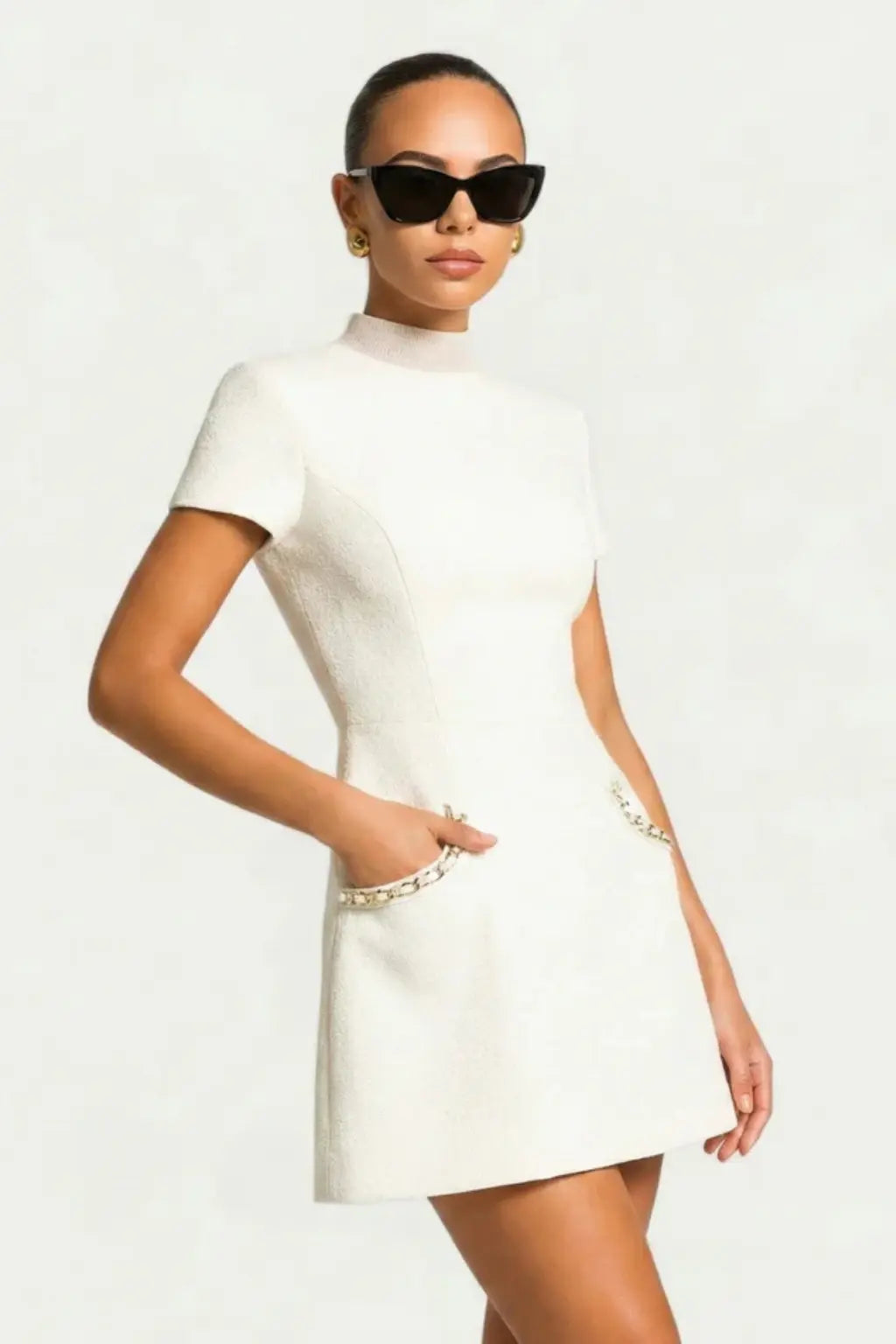 Bronwen | Women Pearl Trim Mini Dress with Pocket Detail TARHUS Mini Dress