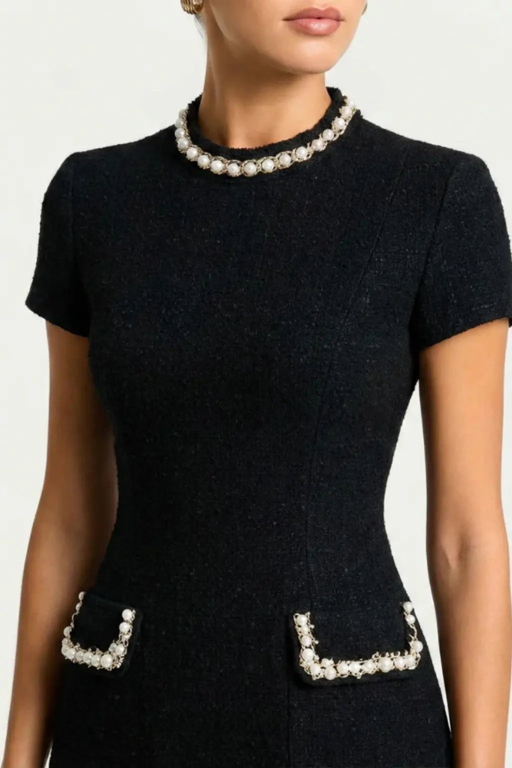 Bronwen | Women Pearl Trim Mini Dress with Pocket Detail TARHUS Mini Dress