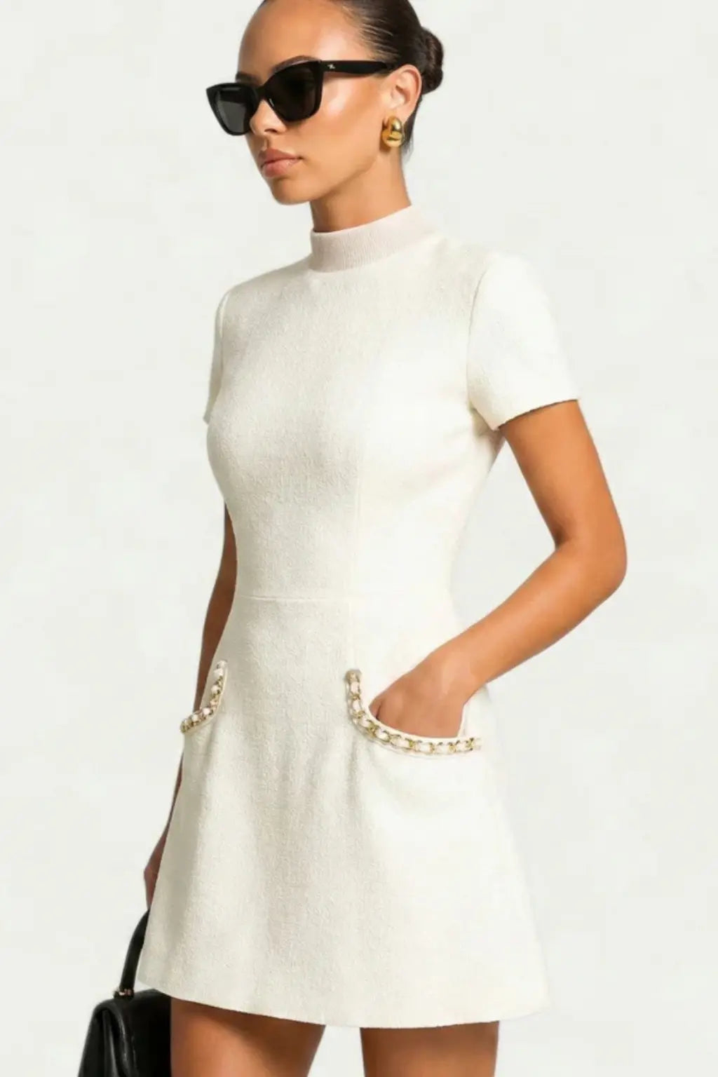 Bronwen | Women Pearl Trim Mini Dress with Pocket Detail TARHUS Mini Dress