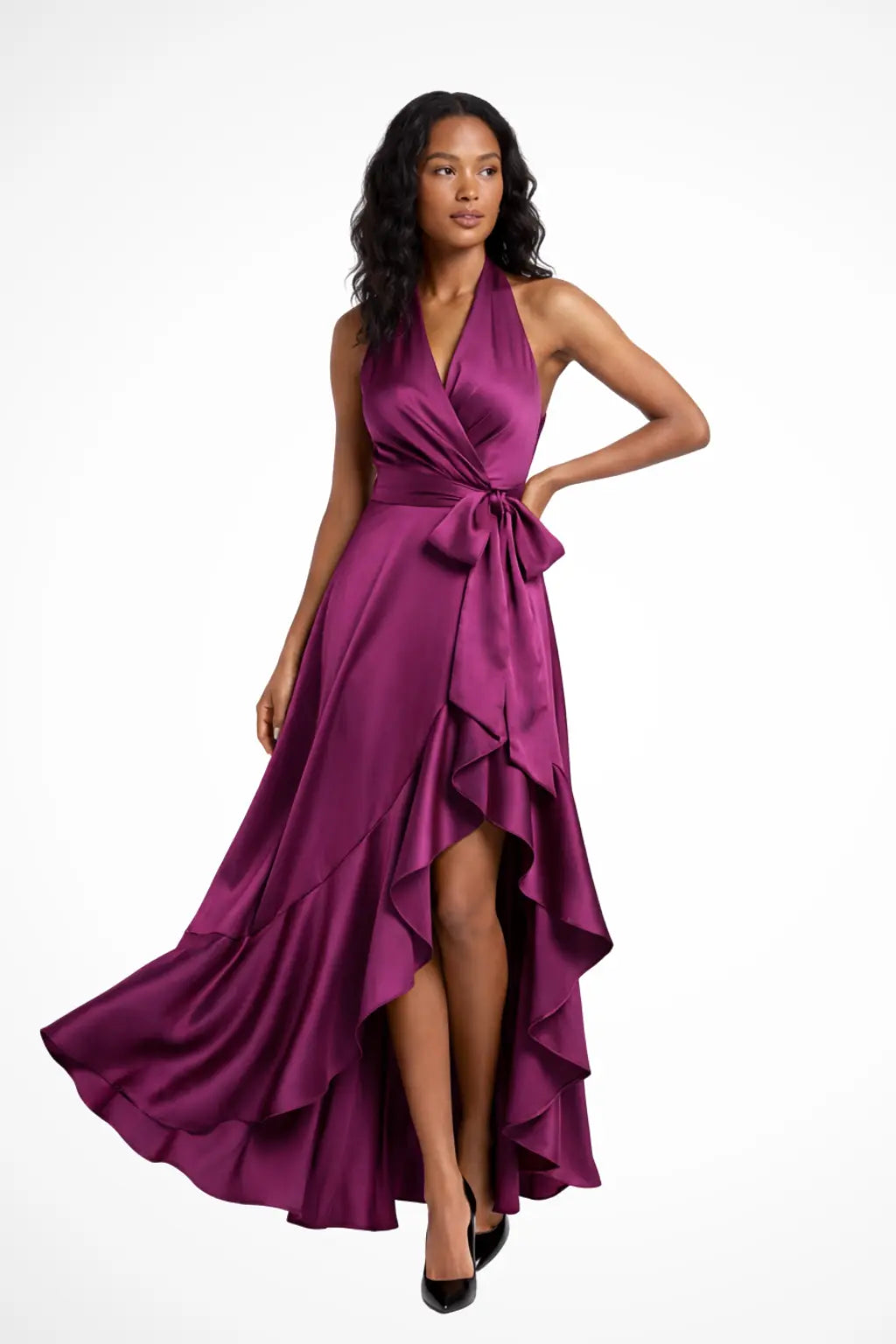 Seraphine | Women Halter Satin Wedding Guest Maxi Dress TARHUS Dresses in Clothing