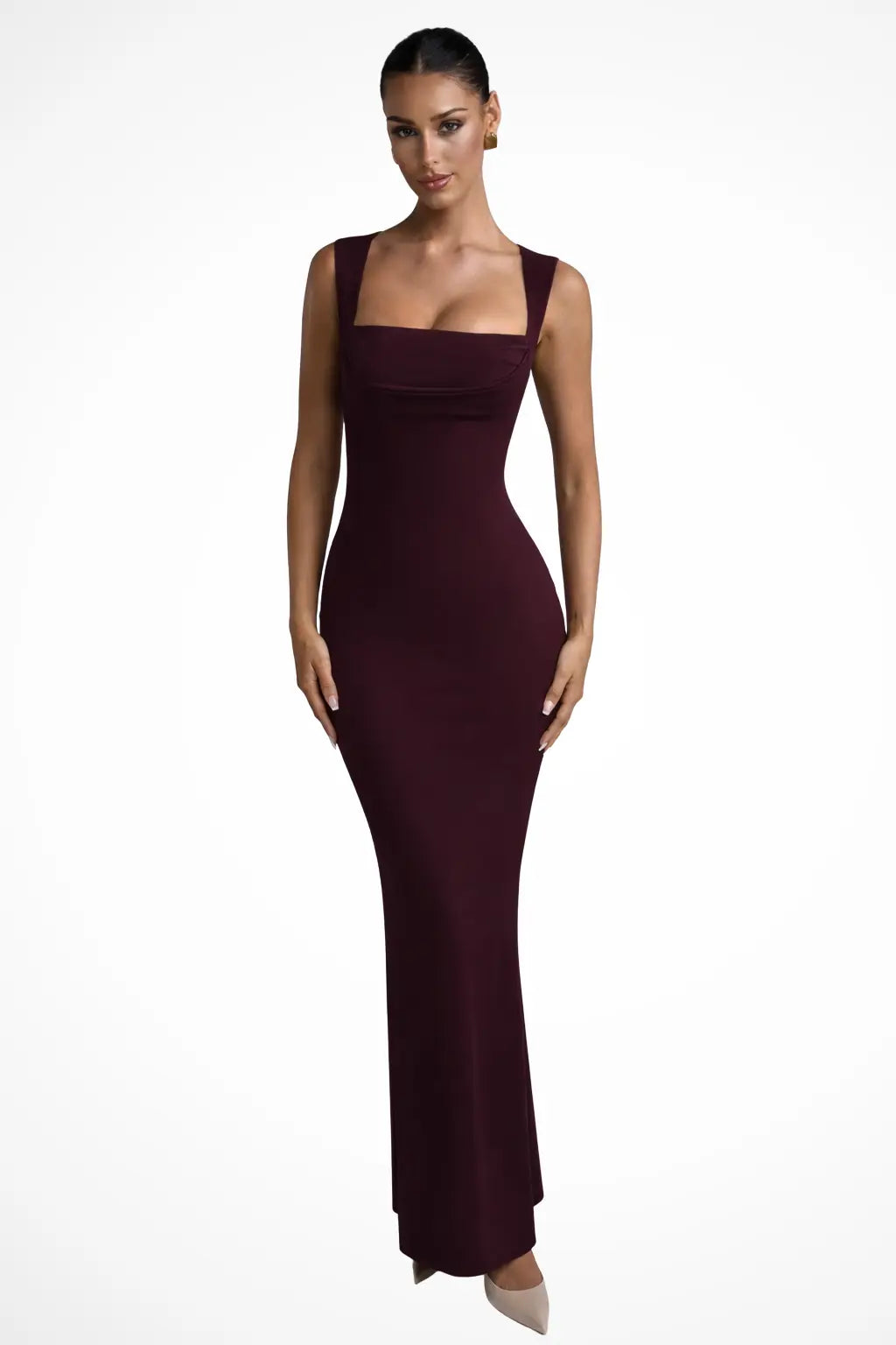 Steffany | Women Square Neck Bodycon Wedding Guest Maxi Dress TARHUS Wedding Guest Dresses