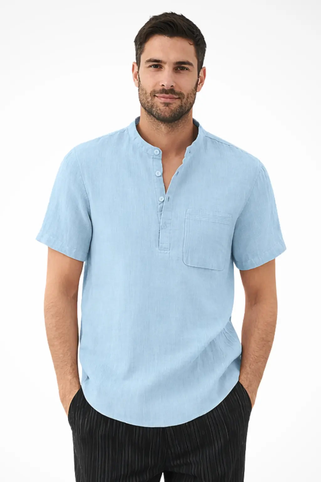 Archer | Men Linen Collar Short Sleeve Summer Shirt TARHUS Men Shirts
