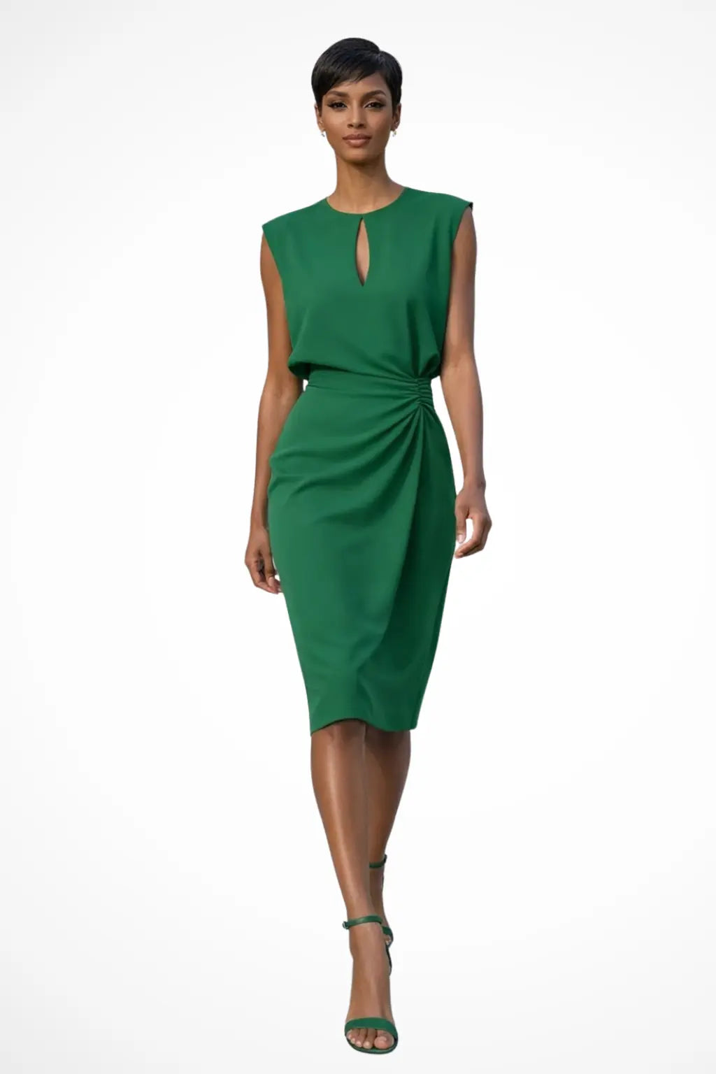 Cressida | Women Ruched Wrap Midi Dress with Cap Sleeves TARHUS Women Dress
