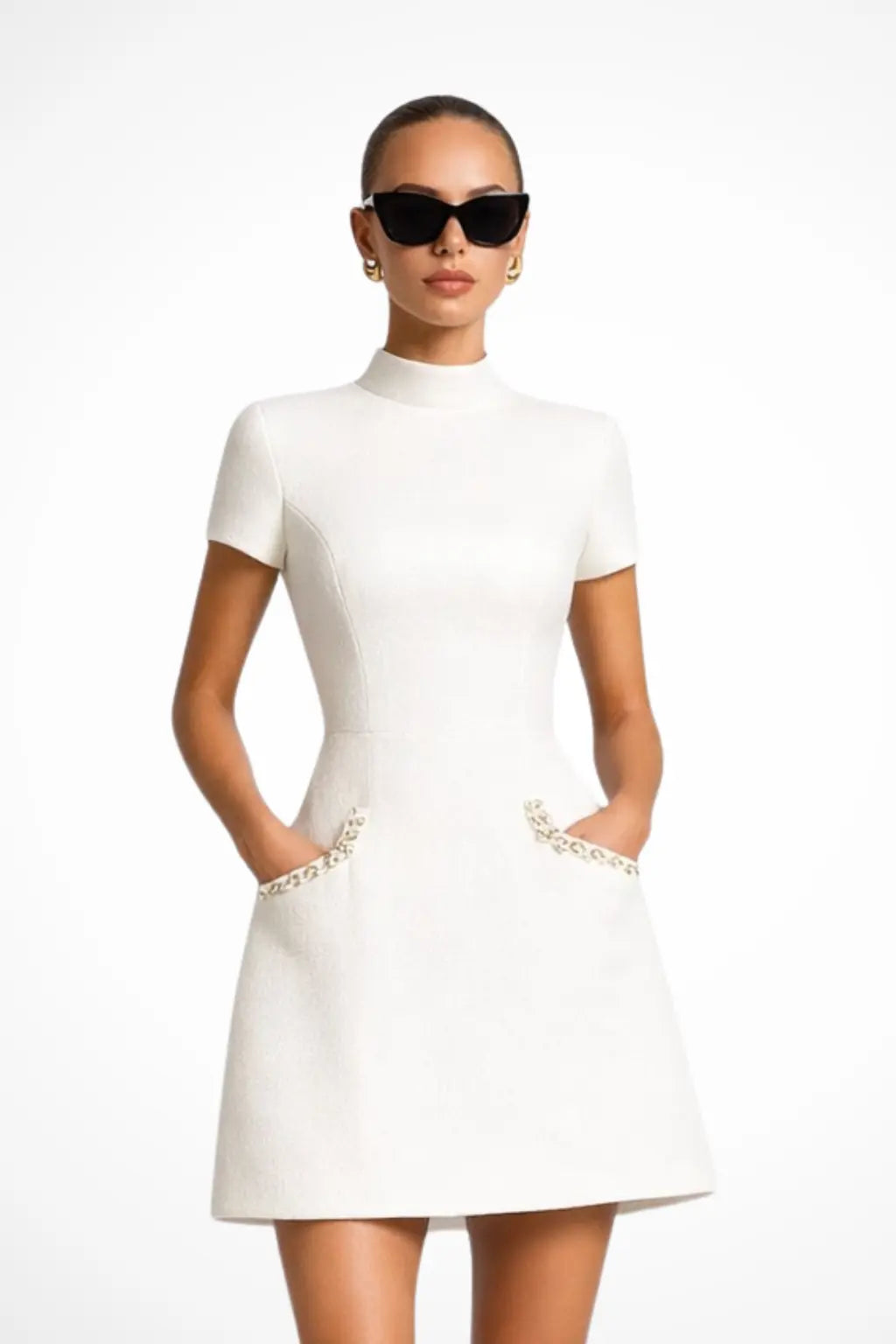 Bronwen | Women Pearl Trim Mini Dress with Pocket Detail TARHUS Mini Dress