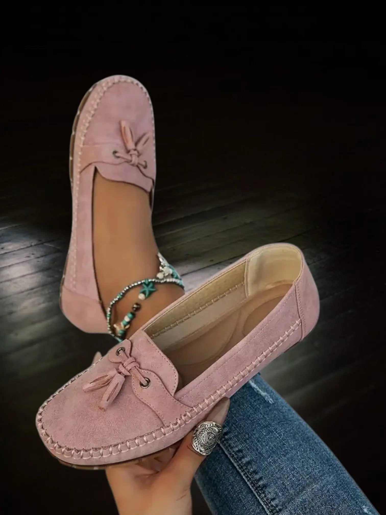 Gwenda | Vintage Women's Moccasin Slippers with Orthopedic Footbed and Soft Padding - TARHUS