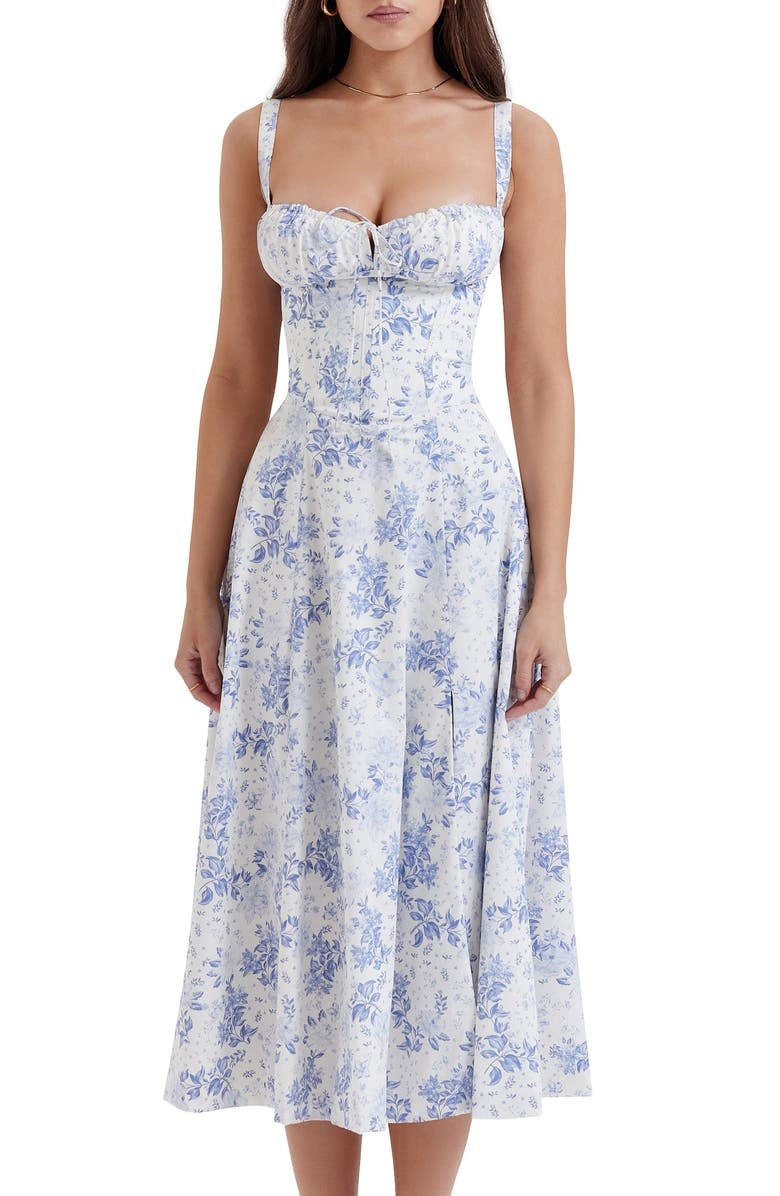 Colette | Floral Strapless Dress With Curved Waist