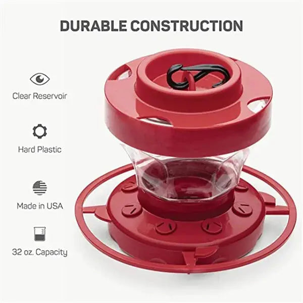 Bee-Proof Hanging Hummingbird Feeder with Perch – Leak-Free Design, Ant Guard, Easy-Clean Reservoir - TARHUS