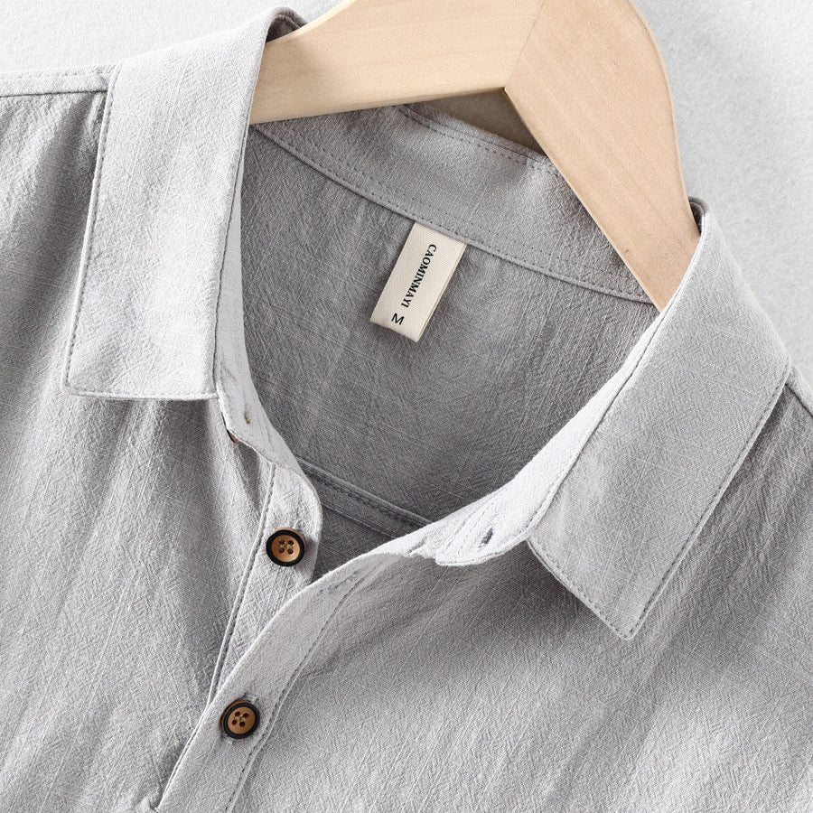 Riku Men’s Cotton-Linen Polo Shirt – Short Sleeve Casual Collar Top TARHUS Shirt