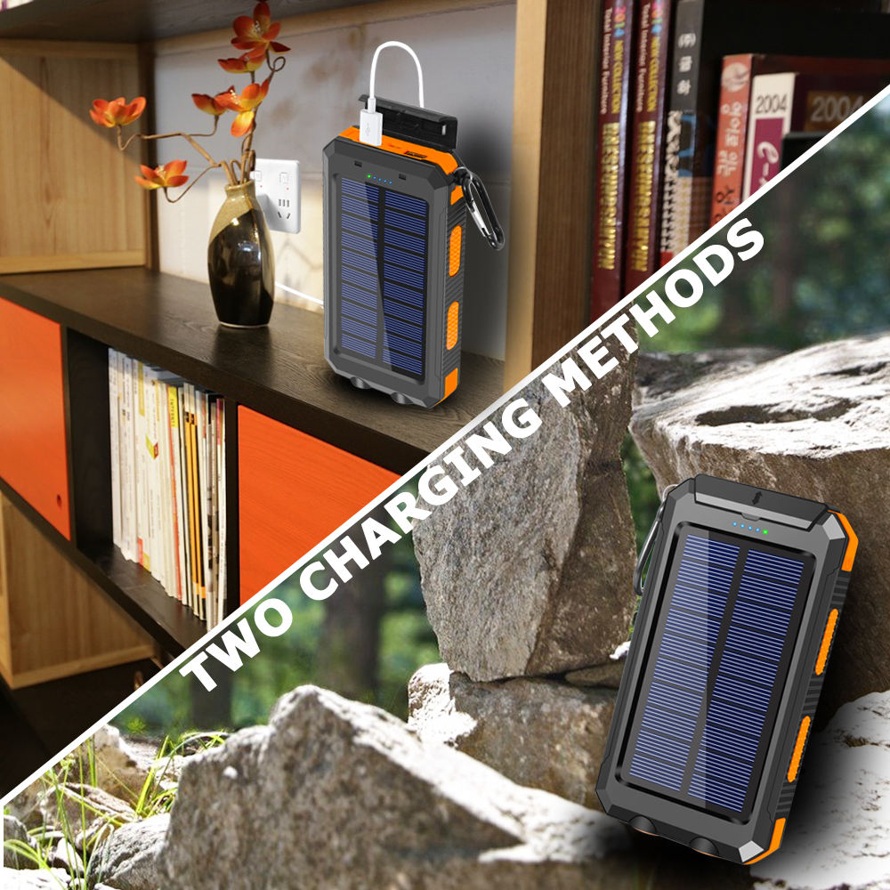 Solar Power Bank – Portable Waterproof Charger with Dual USB & LED Flashlight | SolarBank TARHUS Electronics & Lights