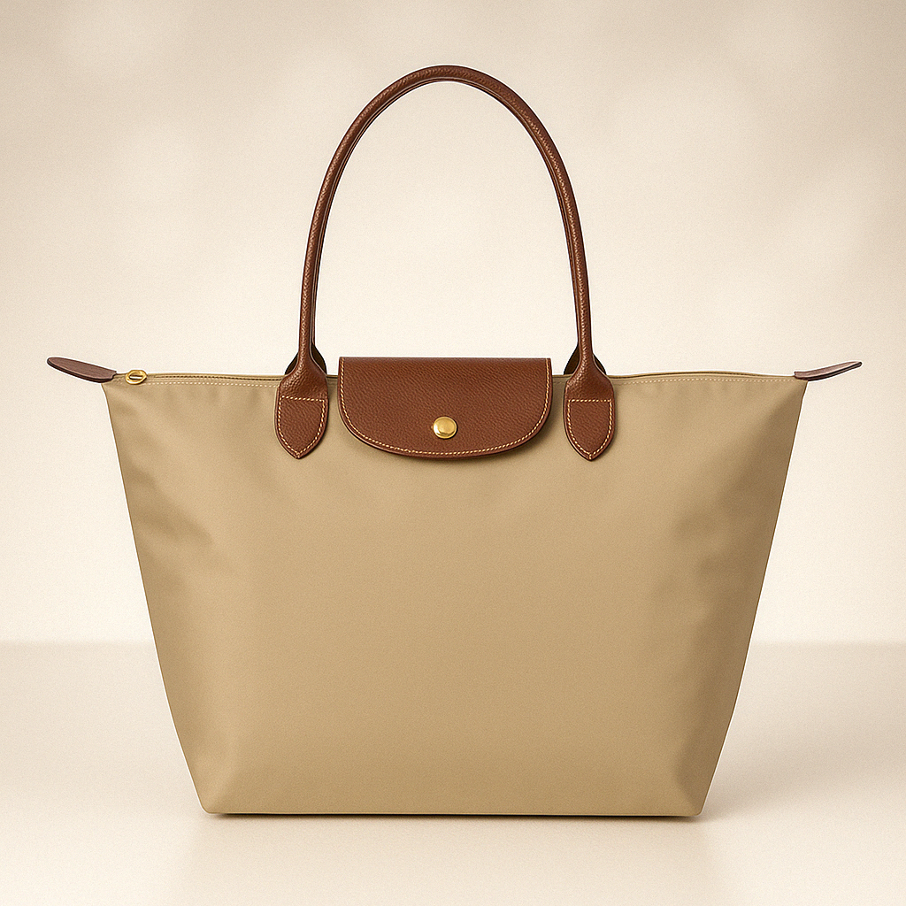 Tote Bag with Leather Handles and Waterproof Lining TARHUS Shoulder Bag
