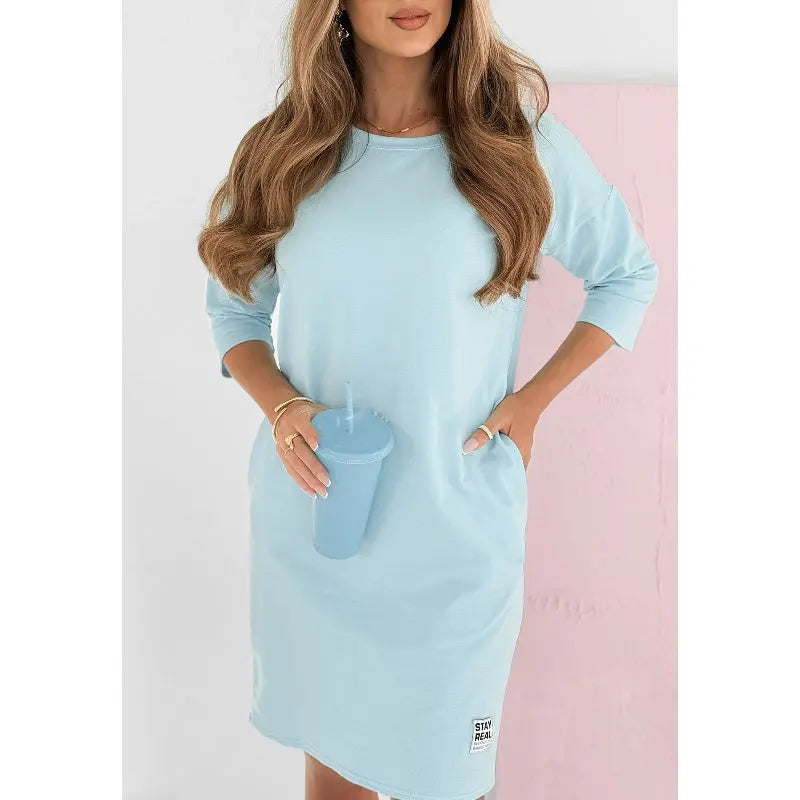 Knit Mini Dress with 3/4 Sleeves for Women TARHUS AS - Womens - Mini Dress