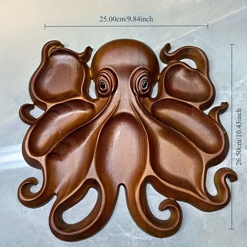 KrakenBoard™ Wooden Charcuterie Board – Rustic Octopus Cheese Platter TARHUS