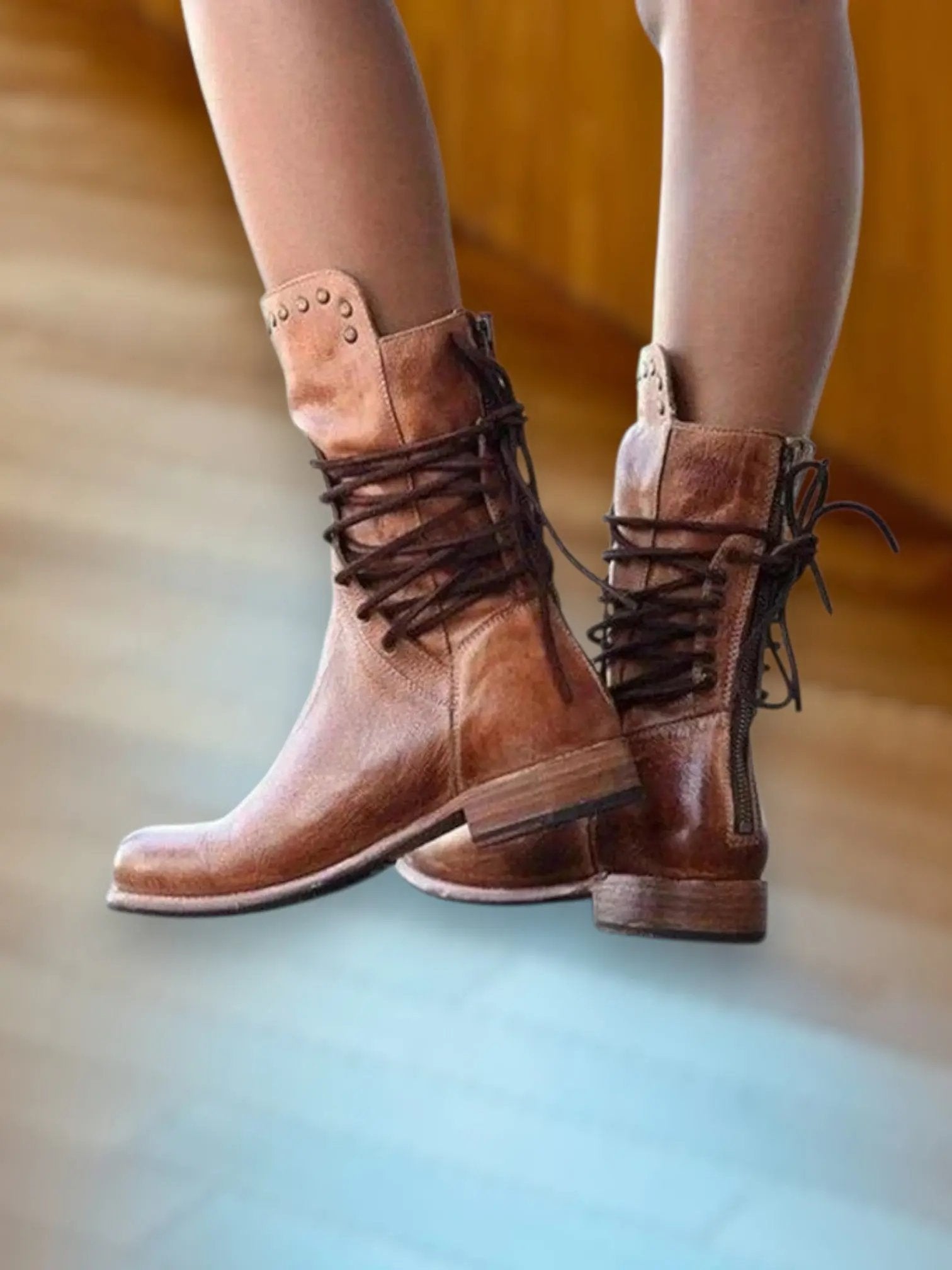 Lacey | Women's Leather Lace-Up Ankle Boots for All-Day Comfort - TARHUS