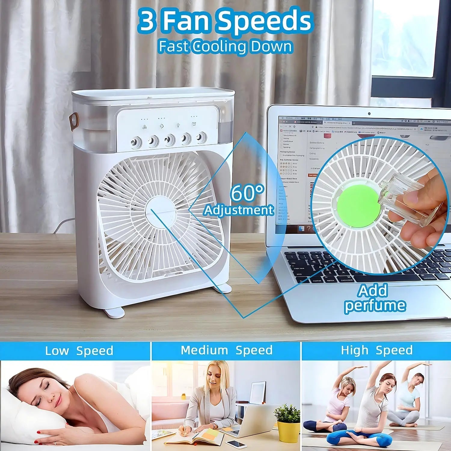 Luxyecs | AirCooler Pro – 3-in-1 Fan, Mini Air Conditioner & Humidifier with LED Light