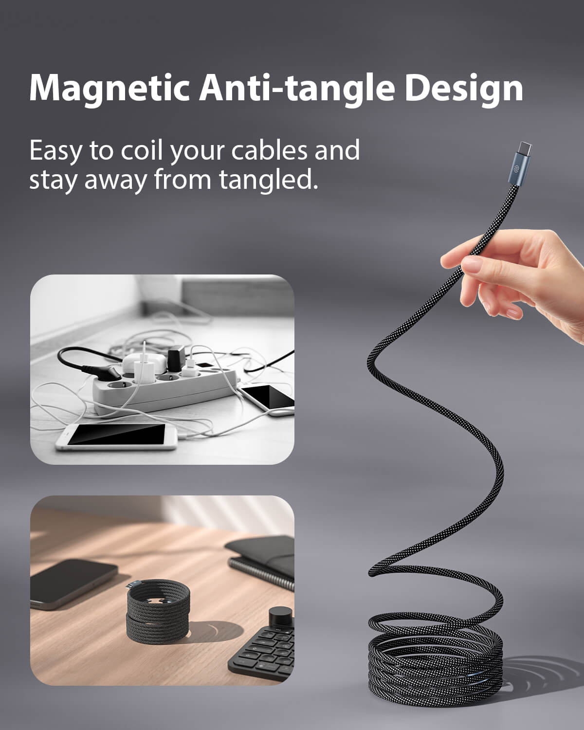 MagCable | Magnetic Anti-Tangle Charging Cable – Fast Charging & Data Transfer TARHUS