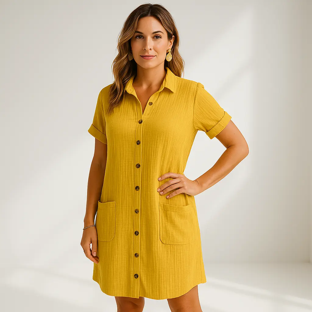 Noor | Button Dress – Lightweight Comfort & Timeless Everyday Style TARHUS Kleidung & Accessoires