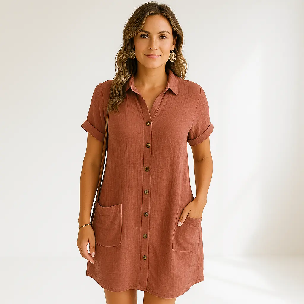 Noor | Button Dress – Lightweight Comfort & Timeless Everyday Style TARHUS Kleidung & Accessoires
