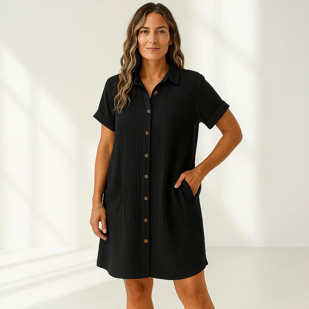 Noor | Button Dress – Lightweight Comfort & Timeless Everyday Style TARHUS Kleidung & Accessoires