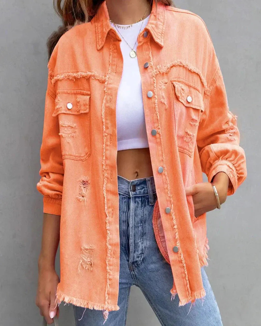 Jenny | Ripped Denim Jacket - TARHUS