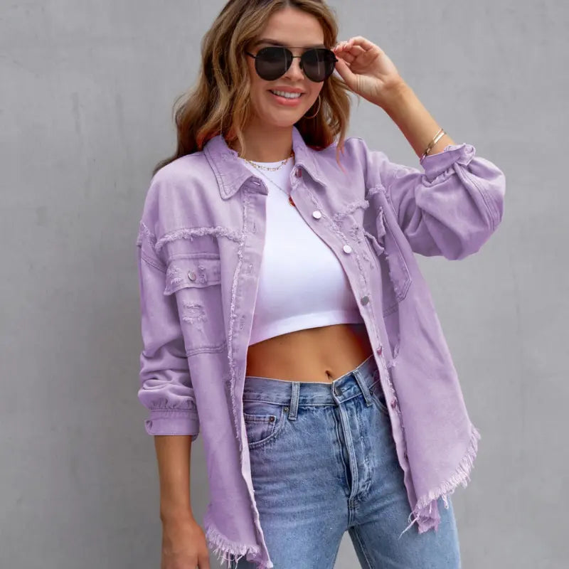Jenny | Ripped Denim Jacket - TARHUS