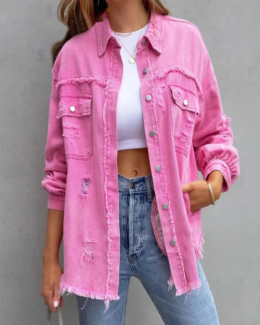Jenny | Ripped Denim Jacket - TARHUS