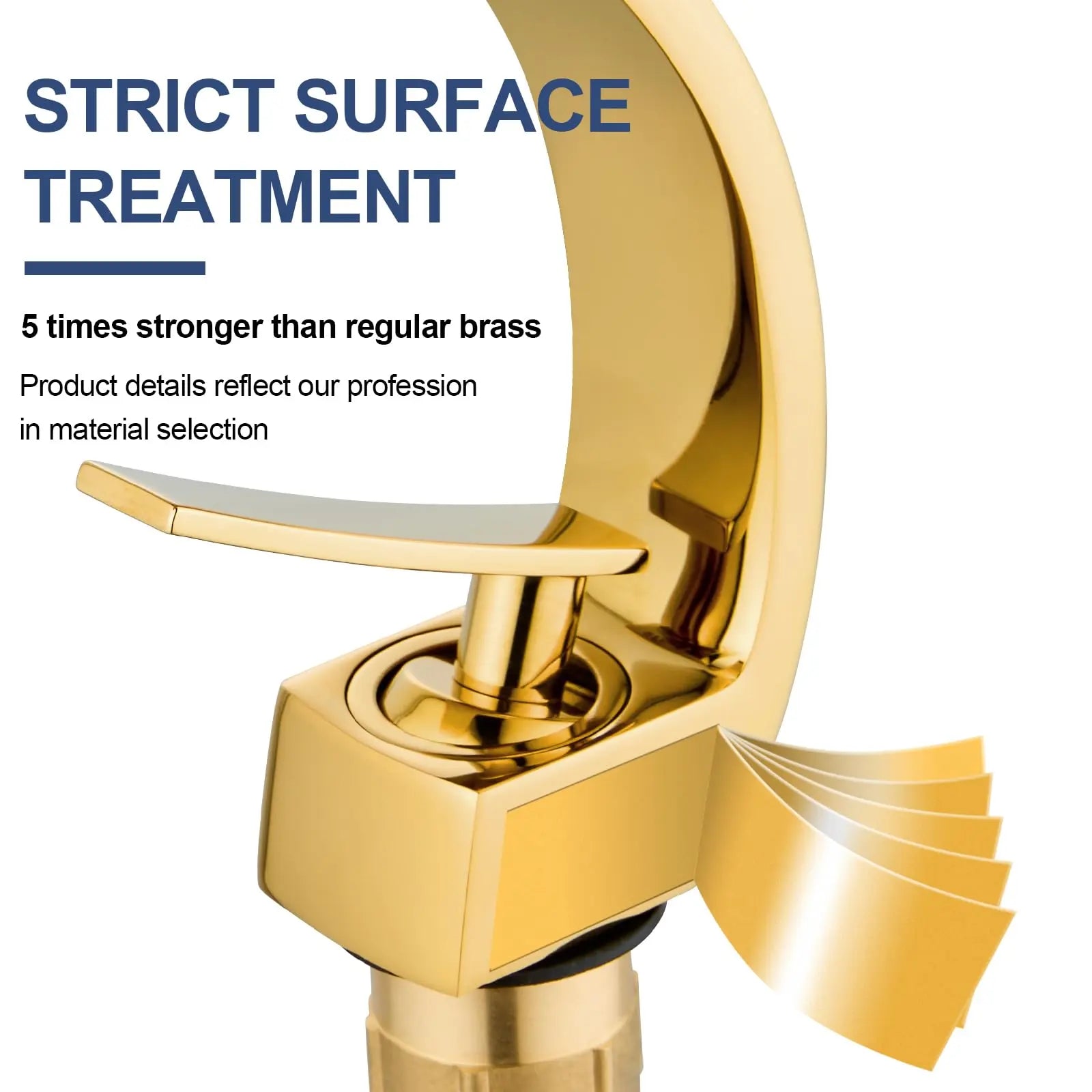 Modern Single Hole 1-Handle C-Shaped Curved Spout Bathroom Sink Faucet In Gold - TARHUS